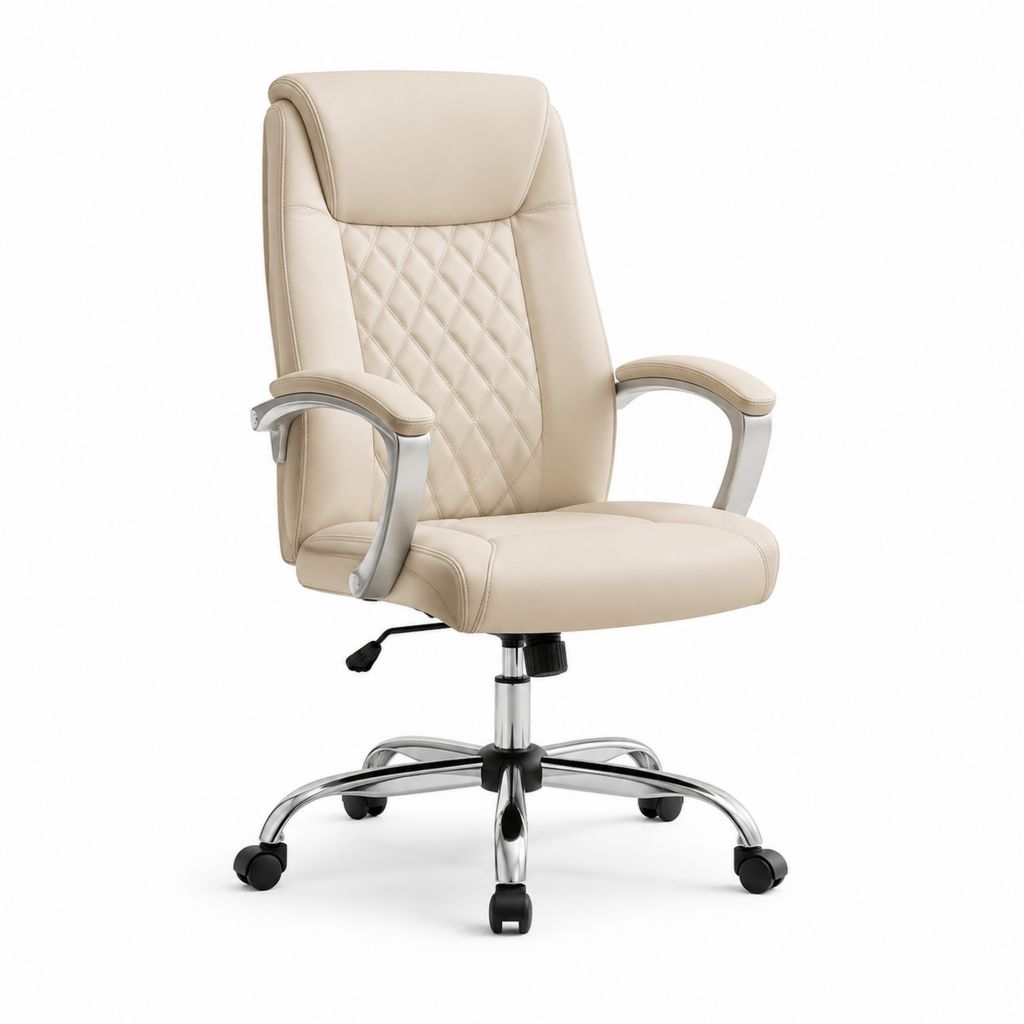 Chefsessel Bürostuhl Beige PU-Kunstleder mit hoher Rückenlehne 68 x 70 x 112-122 cm