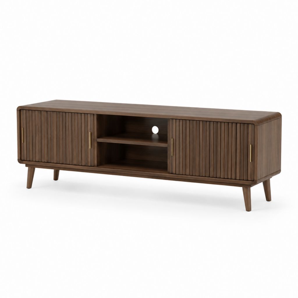TV-Lowboard Walnussbraun MDF mit Walnussfurnier rechteckig 180 x 40 x 60 cm