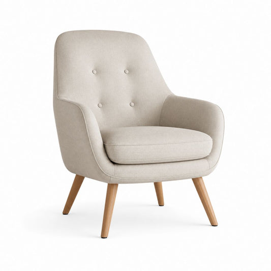 Polstersessel Beige aus Polyester mit Massivholzbeinen geschwungen 80 x 74 x 78 cm
