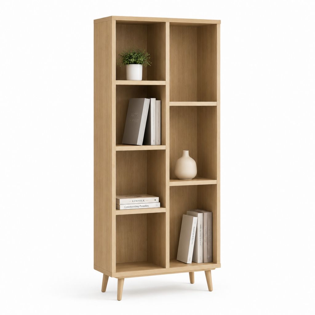 Bücherregal Standregal in Natur-Eiche aus Spanplatte 80 x 30 x 180 cm
