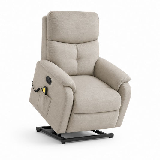 Elektrischer Aufstehsessel Relaxsessel Beige Polyester mit Liegefunktion 88 x 95 x 105 cm