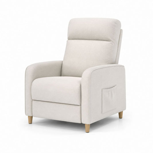 Relaxsessel Fernsehsessel Creme Polyester rechteckig mit Seitentasche 78 x 88 x 102 cm