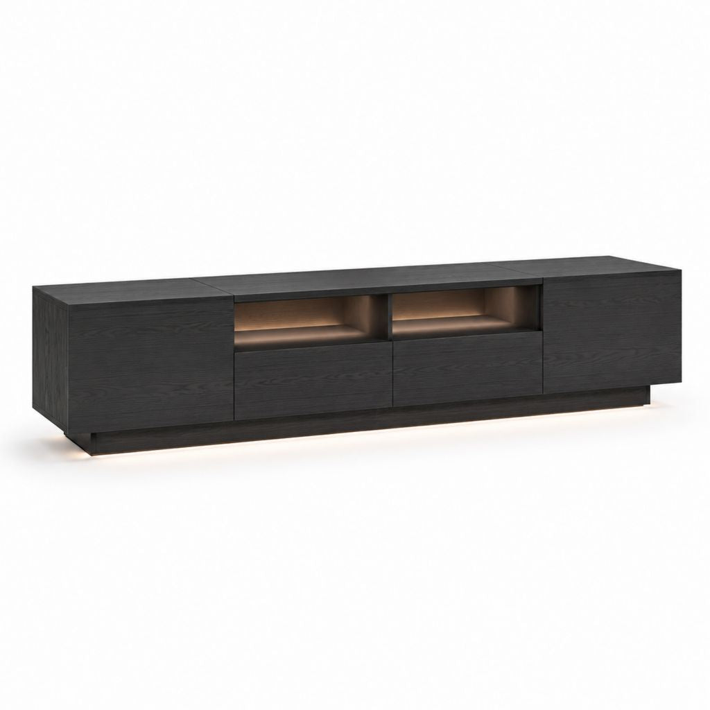 TV-Lowboard Anthrazit MDF rechteckig mit LED-Fächern 240 x 45 x 55 cm