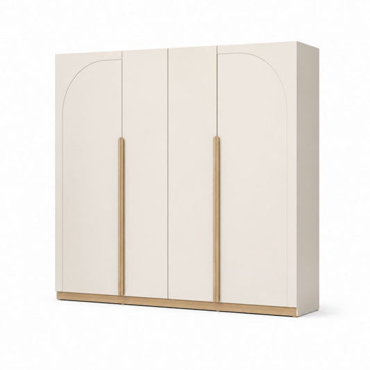 Kleiderschrank 4 Türen Creme MDF rechteckig 200 x 60 x 220 cm
