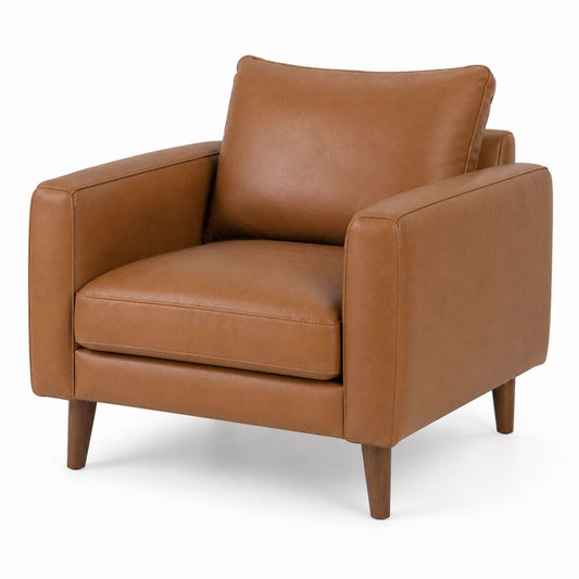 Sessel mit Armlehnen cognacbraun aus PU-Kunstleder rechteckig 84 x 86 x 88 cm